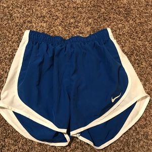 Blue and white nike shorts